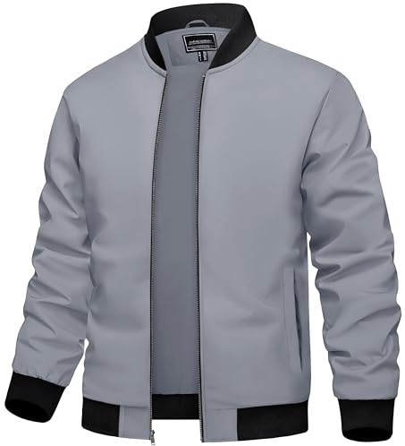 TACVASEN Nens Light Jacket Casual Bomber Jacket Lightweight Windbreaker,L