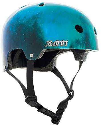 Slamm Logo Helm Nebula S/M 53-56 cm | Polsterung in doppelter Größe für optimale Passform 11 Belüftungslöcher mit Aufkleberbogen | hochdichter EPS-Innenkern und robuste ABS-Außenschale