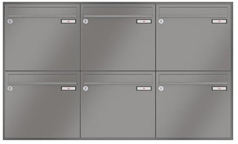 RENZ/Schattenfuge / 6er Unterputz-Briefkastenanlage Einbau-Briefkasten/RAL-Farbe 9007 Volumen 12 L/Dein-Briefkasten.de