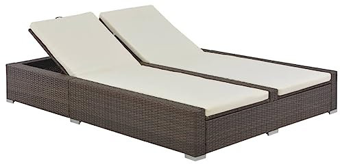SKM Doppel-Sonnenliege Poly Rattan Braun, Weight: 34.95 kg, 44751