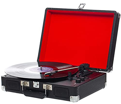 ROLTIN Giradischi, Giradischi Portatile per Valigia con Altoparlante Stereo, Giradischi per Valigia in Vinile con Trasmissione a Cinghia a 3 velocità