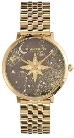 Olivia Burton Reloj Analógico de Cuarzo para Mujer Colección Celestial Nova con Correa de Acero Inoxidable de Color Dorado - 24000079