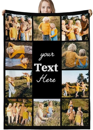 FIKCIK Personalisierte Decke, Fotodecke mit Eigenem Foto, Personalisiert Decke Kuscheldecke, Decke Selbst Gestalten, Personalisierte Geschenke fur Freundin, Mama, Papa (10 Fotos) | 【Benutzerdefinierte Fotodecke】 Laden Sie Ihre Lieblingsfotos hoch, um eine personalisierte Decke für Familie, Freunde