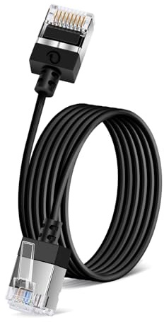 Dutevolns Câble Ethernet Ultra Fin Cat6 2M, Câble Réseau Gigabit UTP | Cordon LAN RJ45 Slim & Flexible, Cordon Internet Cat6a Souple, pour PC, Routeur, Windows (Noir)