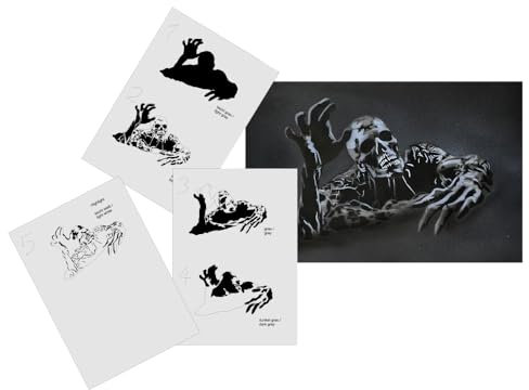 AS-357 Zombie Step by Step Airbrushschablone Größe M