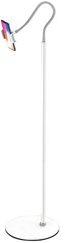 ANJIUHUI Supporto per tablet regolabile in altezza con rotazione a 360° per cellulari, phablet, e-reader e dispositivi di gioco, supporto flessibile a collo di cigno con base in metallo solido