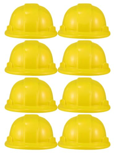 CIYODO 8 StüCk Kinder Bauhelm Spielzeug Gelb Kunststoff Bauarbeiterhelm FüR Rollenspiele KostüM Partys Und Geburtstagsfeiern