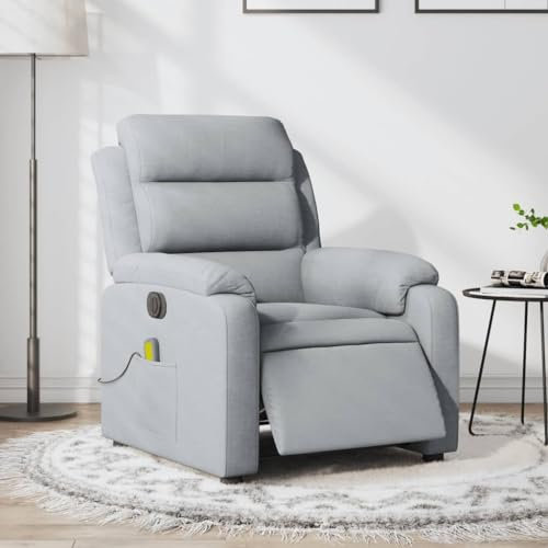 Homgoday Massagesessel Elektrisch Fernsehsessel Relaxsessel mit Liegefunktion Liegesessel Massagesessel Sessel mit Verstellbare Rückenlehne Polstersessel Ruhesessel Hellgrau Stoff