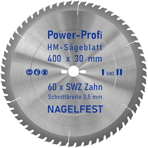 HM-Sägeblatt 400 x 30 mm SWZ 60 x Zahn - nagelfest Super-Allrounder - Kreissägeblatt Wechselzahn HW WZ für Wippsäge Tischkreissäge Brennholzsäge Holz mit Betonbeschlag Brennholz Hartholz Holzplatten