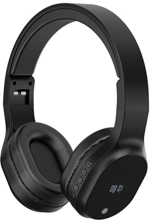 T.TAOMI FM Radio Headphones, Wireless Radio Headset for Mowing, Cycling, Jogging, Portable Radio with USB Power, LED Display Easy to Use, 3.5mm Jack, Gifts for Seniors Elderly(Black)