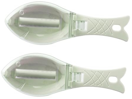 PHENOFICE 2piezas Escamador De Pescado Profesional De Inoxidable Herramienta De Limpieza De Pescado Práctico Rascador De Escamas para Cocina Color Verde