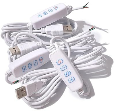 1 câble d'extension pour variateur d'intensité LED CC 5 V USB avec interrupteur marche/arrêt, contrôleur de gradation LED pour ampoules LED, câble d'alimentation port USB pour lampes à ampoule LED