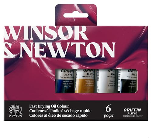 Winsor & Newton 1990151 Óleo Griffin Alkyd, Colores al óleo de secado rápido - Set Principiantes, 6x 37ml