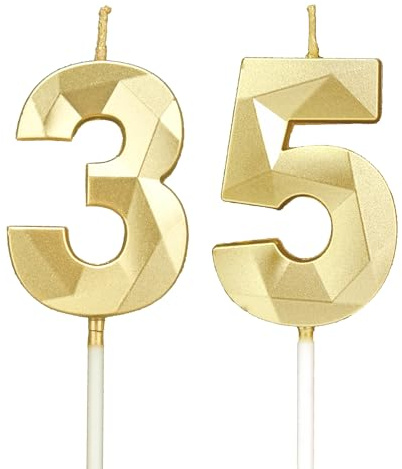 Velas 35 cumpleaños, velas con número oro, decoraciones para tartas de cumpleaños, bodas, aniversarios de empresa
