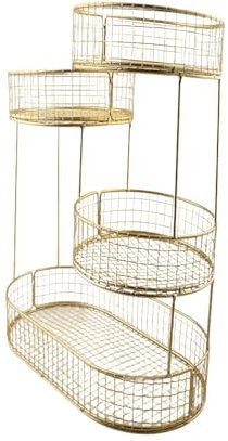 Baoblaze Fruit Basket Bread Basket Vegetable Rack Multipurpose Countertop Vegetable Bowl Fruit Bowl Holder for Potato Vegetable Rustic, Gold