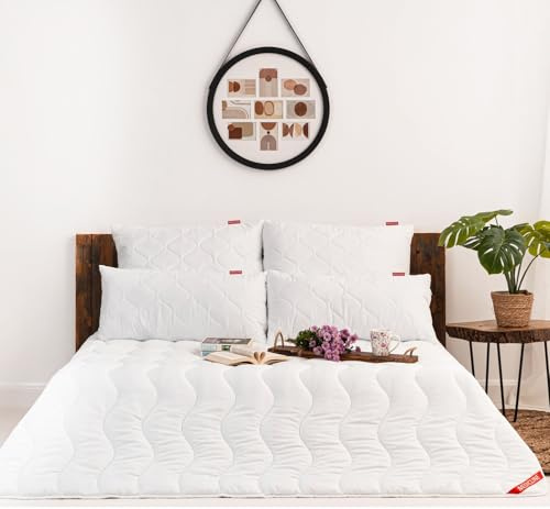 M MEDICLINE Piumino 180 x 200 cm, Piumone Leggero per Letto Una Piazza e Mezza, 100% Imbottitura in Fibra Cava, Trapunta in Microfibra per Tutte le Stagioni (Bianco)