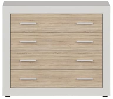 Homely | Cómoda de Dormitorio con 4 cajones Coimbra | Tablero de partículas melaminizado | Colores: Kashmire/Cambrian, 98x39,6 Altura 81,6 cm | Diseño Moderno para Dormitorio