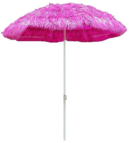 CFLNHMSY Zusammenklappbarer Sonnenschirm, winddichter Strandschirm, Patio Gartenschirm Hawaii, kippbarer Schirm mit Kurbel, ohne Fuß(Pink)
