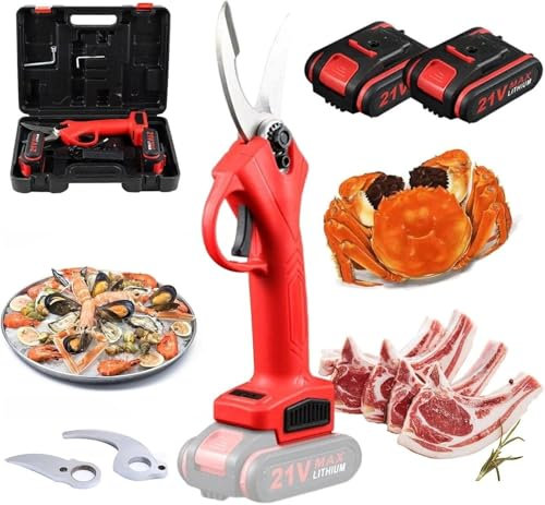 Ciseaux de cuisine tout usage, ciseaux de cuisine électriques, ciseaux à volaille, batterie au lithium 21 V, ciseaux à volaille robustes, avec 2 piles et lame de rechange for viande de poulet et poiss