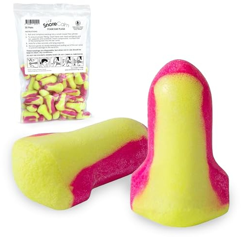 BSSAA Snore Calm Foam Ear Plugs 30 Pairs 35dB Noise Cancelling Sleep Aid | Soft self-adjusting foam earplugs for snoring designed for comfort, with minimal ear pressure and a secure fit