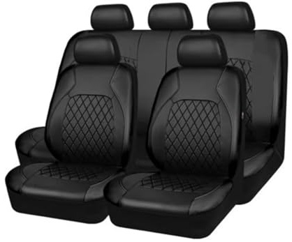 Materiali ecologici coprisedili Coprisedili Per Auto Set Completo Coprisedili Impermeabili In Pelle PU Antiscivolo Adatti Per La Maggior Parte Degli Accessori Per Auto Rivestimenti sedili auto(Black)
