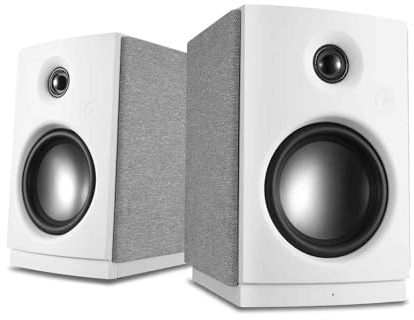 HiVi-Swans OS-10 HiFi Stereo Speakers, Bluetooth 5.0 Active Computer Bookshelf Speakers - 4'' Dynamic Woofer, Powered Desk Speakers 62w RMS with Touch Control for PC/Phone/TV - White