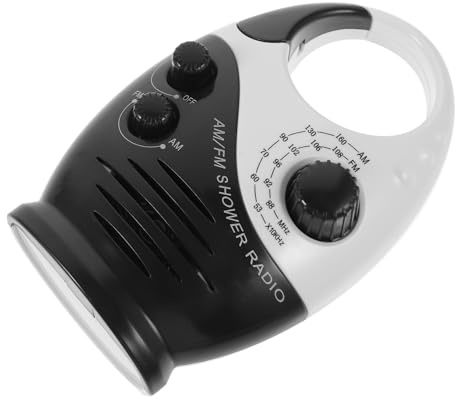 OKUMEYR Mini Tragbares Wasserdichtes Duschradio mit Praktischem Top Griff Robustes Badezimmer Haushaltsradio für Innen und Außenbereich Kompatibel mit Handy und Einfach Aufzuhängen