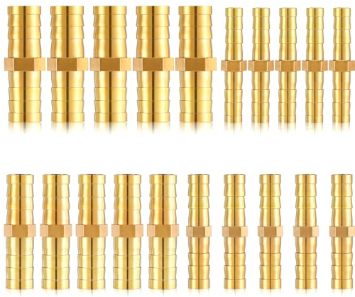 20 Stück Schlauchverbinder Schlauch Verbindungsstück 6mm/8mm/10mm/12mm Messing Schlauchverbinder Set für Luftleitung Kraftstoffleitung Olleitung Wasserleitung