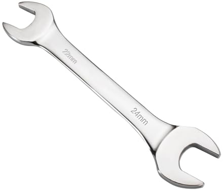 Mandouer Double Open End Wrench, 22mm x 24mm Metric Spanner, Chrome Vanadium Steel Large Spanner for Heavy-Duty Automotive, Machinery and Industrial Repair (1-Piece)