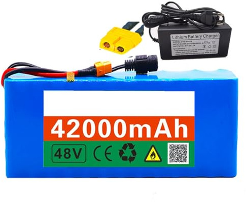 Ebike Batería 48V 42Ah Pack Baterías Recargables para con BMS Charger Carcasa de PVC impermeable para patinetes eléctricos y bicicletas eléctricas de equilibrio 48V 42Ah,XT60
