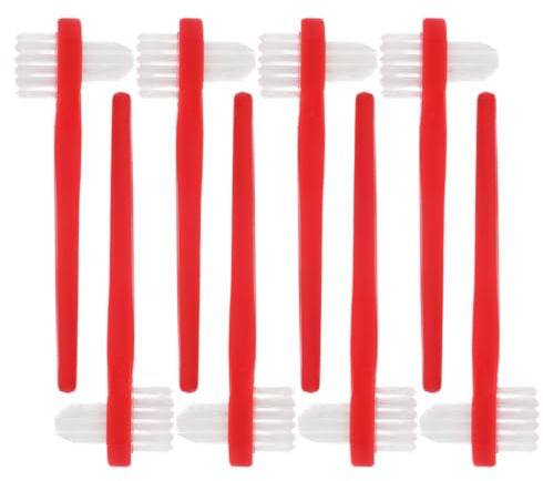 Spazzola per Dentiere a Doppia Testa 8 Pezzi in PP e Nylon | Set Rosso, Setole Morbide, Pulizia degli Spazi Interdentali, Struttura Resistente e Pratica