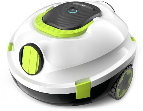 MEDOXA Robot de Piscine sans Fil, aspirateur de Piscine Automatique, 120 Minutes d'autonomie, stationnement Automatique, léger, Puissant Robot pour Piscine Hors-Sol/enterrée jusqu'à 110 ㎡(Blanc)