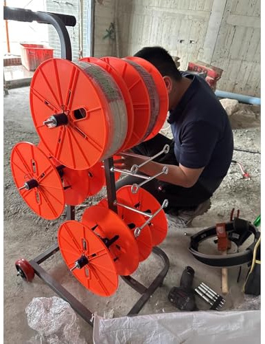 XYIANG Cable Unwinding Rack with 6 Reels - Cord Disc for Construction Site, Multi-Wire Home Installation - Electrician Tool for Cable Drum(6 Plates Style)