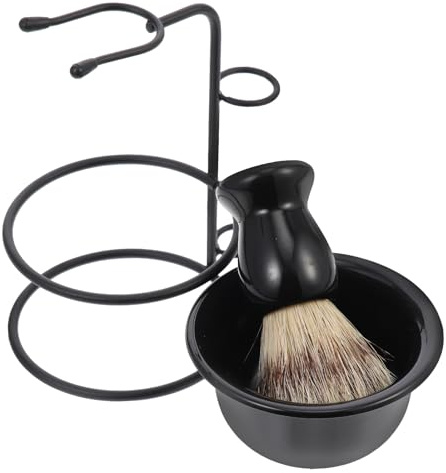 OSALADI Kit de Afeitado y Soporte de Acero Inoxidable Cuenco Resistente al Desgaste Brocha de Afeitar y Diseño Retro para Hombre para Cuidado Personal