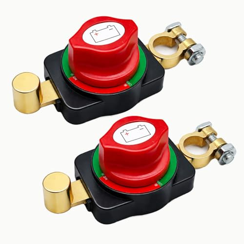 Batterie trennschalter 12v,Batterietrennschalter Autobatterie Trennschalter | 2 Stück 12V-48V Batterieschalter Trennschalter Auto für KFZ, Boot, Wohnmobil, Motorrad, LKW – Verhindert Batterieentladung
