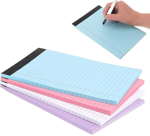 MERRYHAPY Blocchi Note Legali Rigati 4 Pezzi Colorati A5 per Scrivere a Scuola Ufficio e Casa Memo Pad Carta Colorata e Quaderni per Imparare a Scrivere Colore Casuale