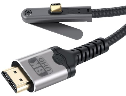 ELUTENG Cavo da USB-C a HDMI, 2 m, con supporto, 8K a 60Hz, da USB tipo C a HDMI, cavo in nylon intrecciato per iPhone serie 17/16/15, MacBook Pro/Air/Mini, Surface, iPad Pro/Air