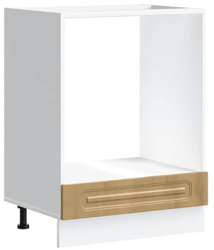 Roanoer Kalmar - Mobiletto da forno per forno da incasso e microonde, mobile da cucina in legno di rovere Artisan, 60 x 46 x 81,5 cm, piedini regolabili in altezza