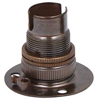 ElekTek B15 SBC Antique Brass Fixed Batten Miniature Lamp Bulb Holder Shade Ring - NOT SUITABLE for B22 Lamp/Light Bulbs - Made in UK