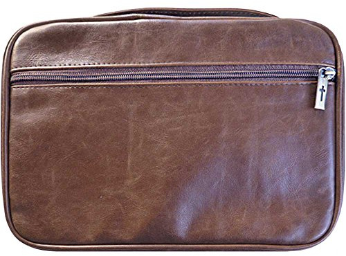Braune Bibelhülle mit Reißverschluss, Leder, Used-Look, Größe XL