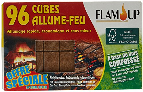 Flam'Up Feueranzünder, natürlich, gepresstes Holz, 96 Würfel