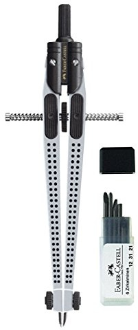 Faber-Castell 174472 - Schnellverstellzirkel GRIP 2001, silber (silber, mit Extra Minen)