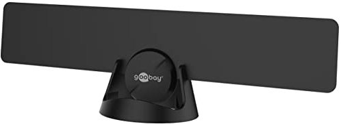 goobay DVB-T2 Zimmerantenne aktiv, ultraflache Full HD Antenne mit Verstärker (16dBi) & LTE/4G Filter, für störungsfreies Fernsehen, schwarz - 67813