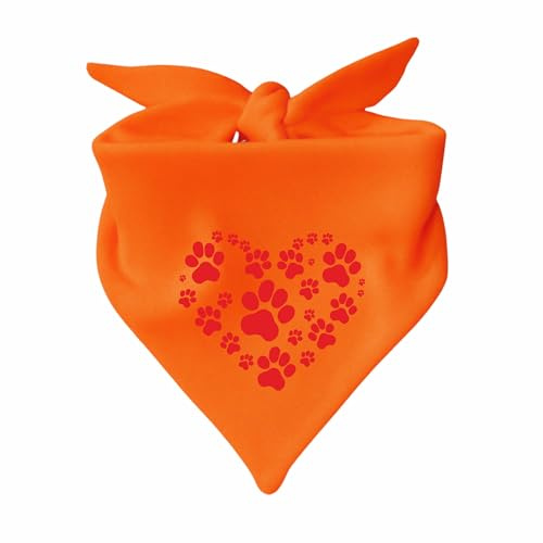 Hunde Dreiecks Halstuch (Fb: orange) (Gr. 1 (55 cm)) Herz aus Pfoten