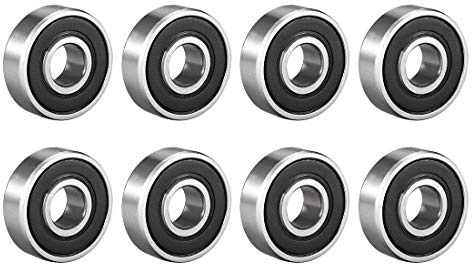 sourcing map 8 Stück 608-2RS Kugellager doppelt abgedichtet 8mmx22mmx7mm Kohlenstoffstahl Z1