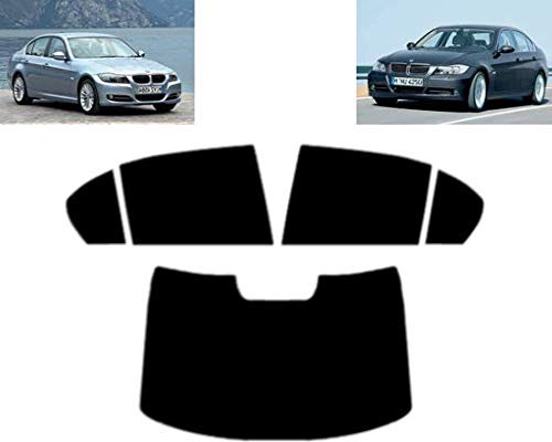 Passgenaue Tönungsfolie für 3er E90 4-Türen Limousine 2005-2012 Heck/Seitenscheiben (05% Tiefschwarz)