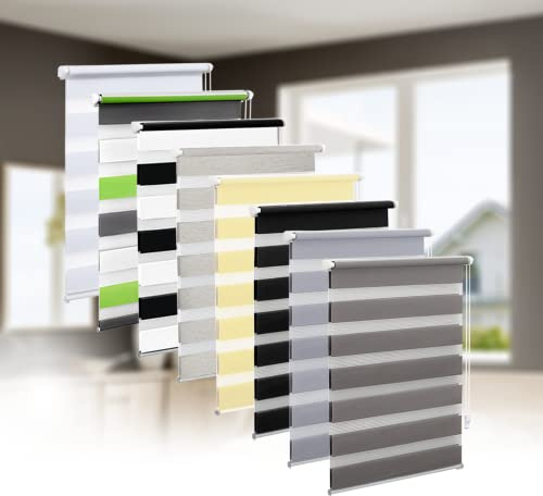 Eurohome Doppelrollo Klemmfix ohne Bohren, Duo Rollo,85cm x 150cm (Stoffbreite 81 cm) Grau Transparentes und undurchsichtiges Sichtschutz Rollo mit Klemmträgern für Fenster und Türen