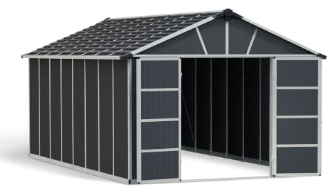 Canopia by Palram Gerätehaus Yukon 11x17.2 Geräteschuppen Metall 519 x 332 cm Grau Polycarbonatplatten rostbeständig UV-Schutz