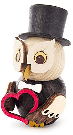 Rudolphs-Schatzkiste Ganzjahresfigur Mini-Eule Bräutigam H: 7,5cm NEU Erzgebirge Holzfigur Holzminiatur