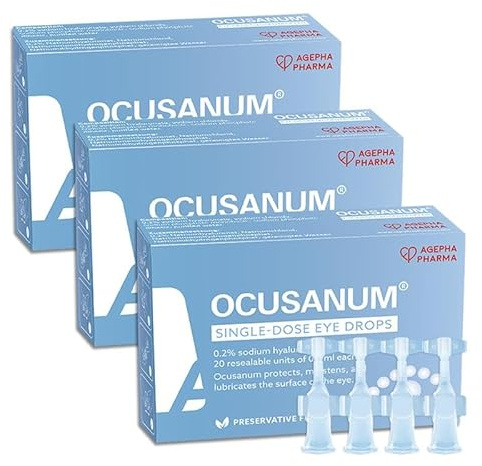 Ocusan Eye Drops - Lubricating Eye Drops for Contact Lenses | Preservative Free, Artificial Tears for Red, Itiching, Irritate & Tired Eyes